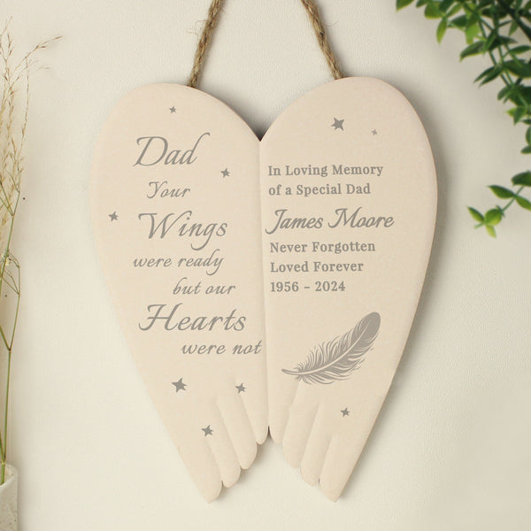 Buy Personalised Memorial Angel Wings Hanging Ornament available now at www.giftsfinder.co.uk