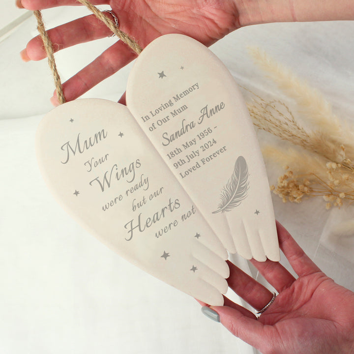 Buy Personalised Memorial Angel Wings Hanging Ornament available now at www.giftsfinder.co.uk