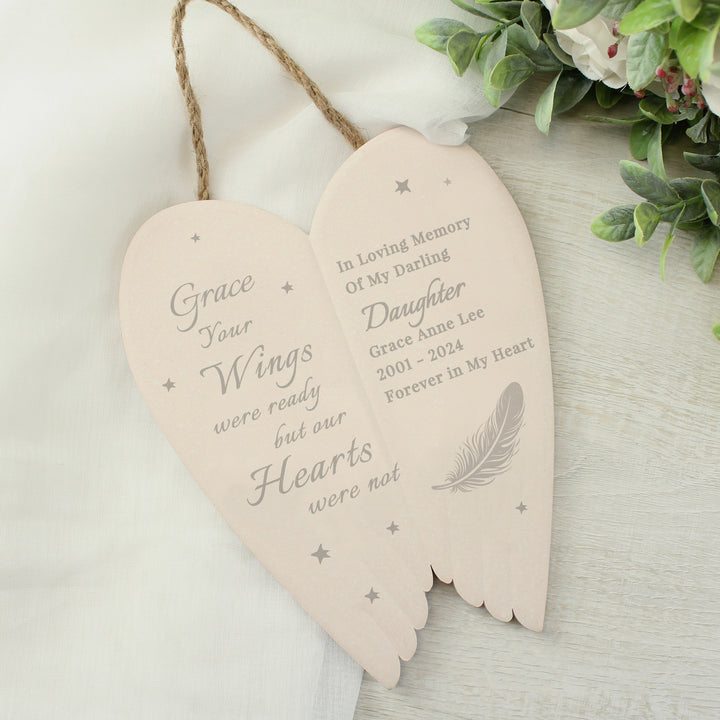 Buy Personalised Memorial Angel Wings Hanging Ornament available now at www.giftsfinder.co.uk