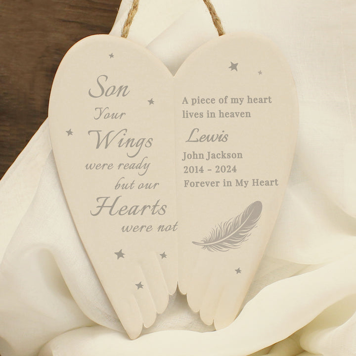 Buy Personalised Memorial Angel Wings Hanging Ornament available now at www.giftsfinder.co.uk