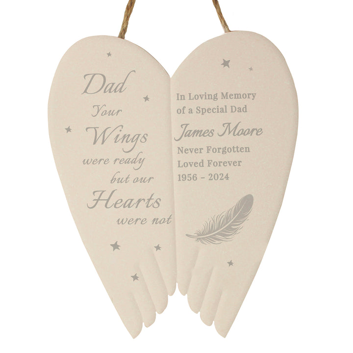 Buy Personalised Memorial Angel Wings Hanging Ornament available now at www.giftsfinder.co.uk