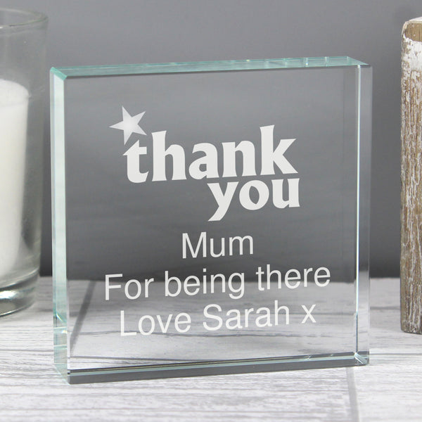 Personalised Thank you Large Crystal Token in gift category Personalised Ornaments & Keepsakes