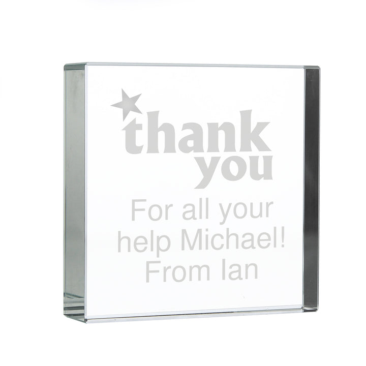 Personalised Thank you Large Crystal Token in gift category Personalised Ornaments & Keepsakes