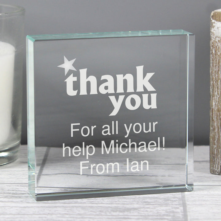 Personalised Thank you Large Crystal Token in gift category Personalised Ornaments & Keepsakes