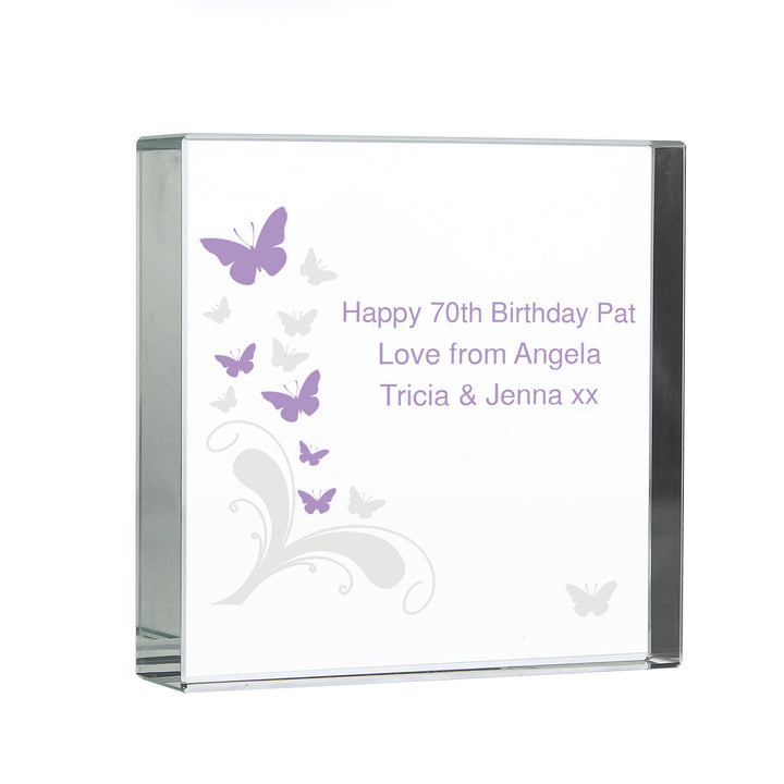 Buy Personalised Butterflies Large Crystal Token available now at www.giftsfinder.co.uk