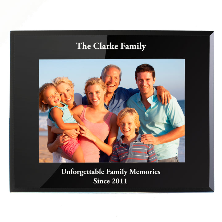 Buy Personalised 5x7 Landscape Black Glass Photo Frame available now at www.giftsfinder.co.uk