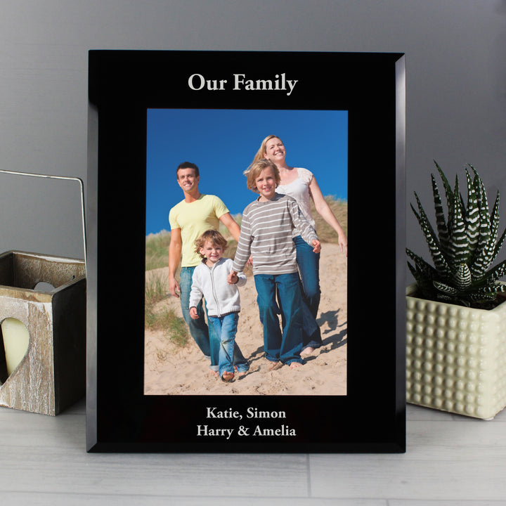 Buy Personalised 5x7 Black Glass Photo Frame available now at www.giftsfinder.co.uk