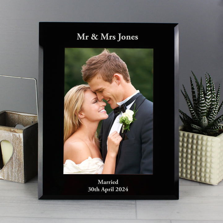 Buy Personalised 5x7 Black Glass Photo Frame available now at www.giftsfinder.co.uk