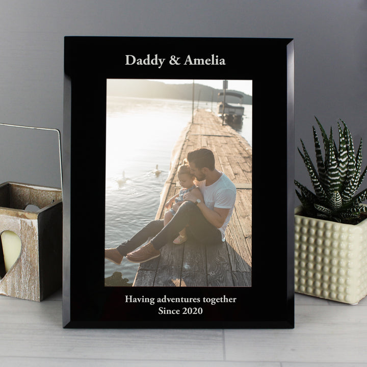 Buy Personalised 5x7 Black Glass Photo Frame available now at www.giftsfinder.co.uk