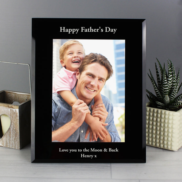 Buy Personalised 5x7 Black Glass Photo Frame available now at www.giftsfinder.co.uk