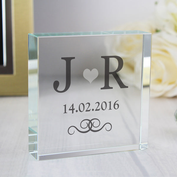 Personalised Silver Monogram Large Crystal Token in gift category Personalised Ornaments & Keepsakes