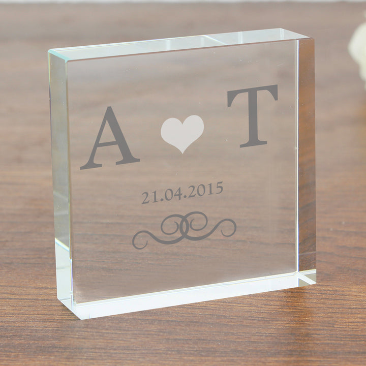 Personalised Silver Monogram Large Crystal Token in gift category Personalised Ornaments & Keepsakes