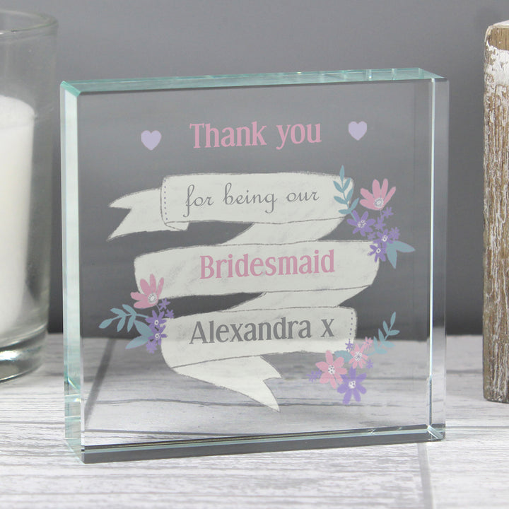 Personalised Garden Bloom Large Crystal Token - part of the Gifts Finder Personalised Ornaments & Keepsakes collection