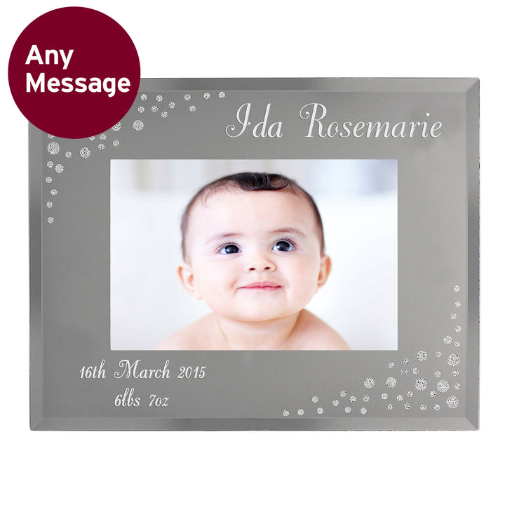 Buy Personalised Any Message 6x4 Landscape Diamante Glass Photo Frame at www.giftsfinder.co.uk