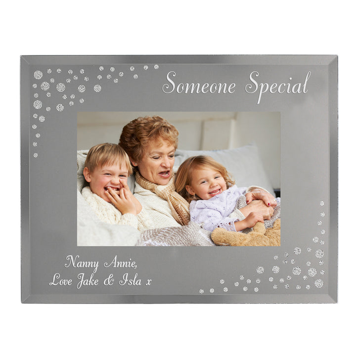 Buy Personalised Any Message 6x4 Landscape Diamante Glass Photo Frame at www.giftsfinder.co.uk