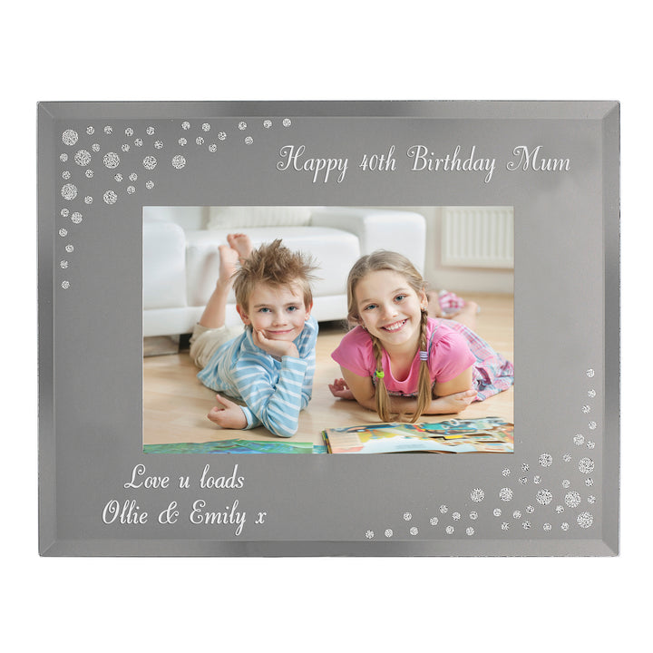 Buy Personalised Any Message 6x4 Landscape Diamante Glass Photo Frame at www.giftsfinder.co.uk