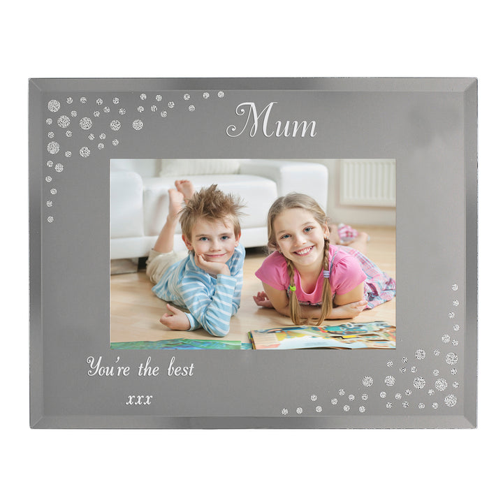 Buy Personalised Any Message 6x4 Landscape Diamante Glass Photo Frame at www.giftsfinder.co.uk