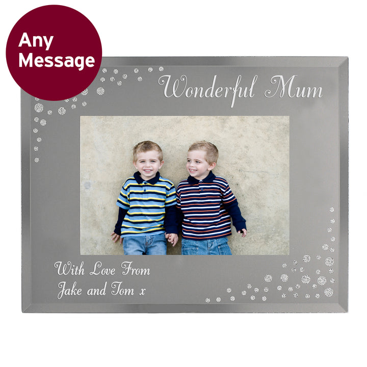 Buy Personalised Any Message 6x4 Landscape Diamante Glass Photo Frame at www.giftsfinder.co.uk