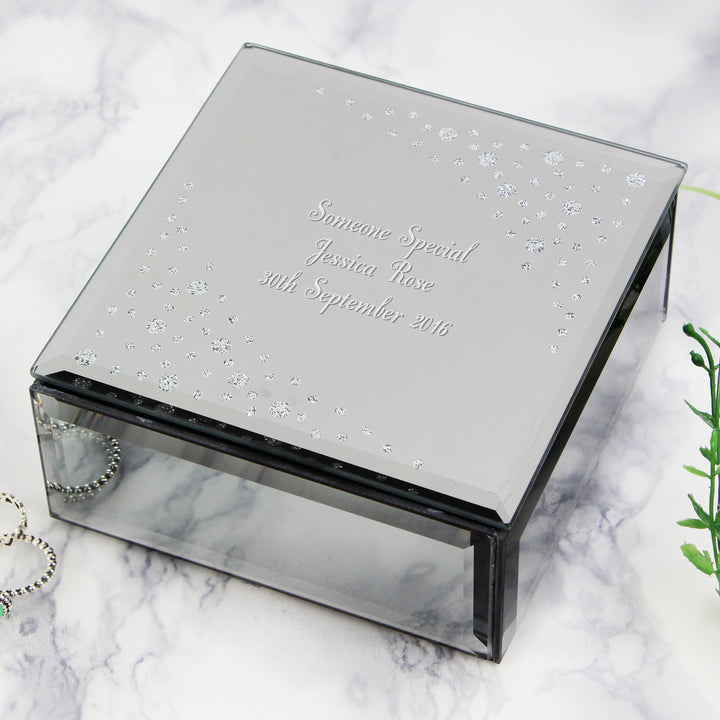 Buy Personalised Any Message Diamante Glass Trinket Box at www.giftsfinder.co.uk