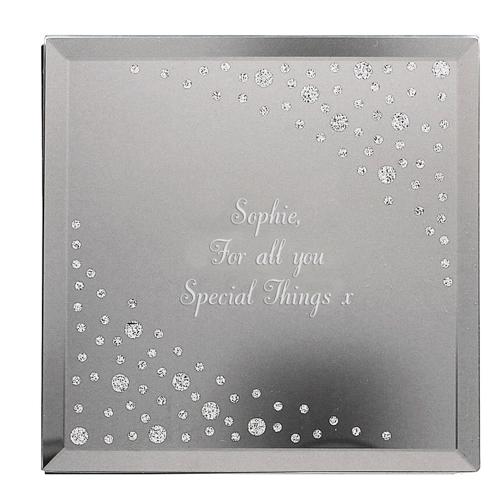 Buy Personalised Any Message Diamante Glass Trinket Box at www.giftsfinder.co.uk