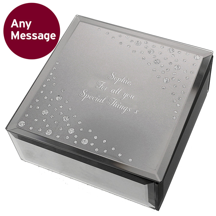 Buy Personalised Any Message Diamante Glass Trinket Box at www.giftsfinder.co.uk