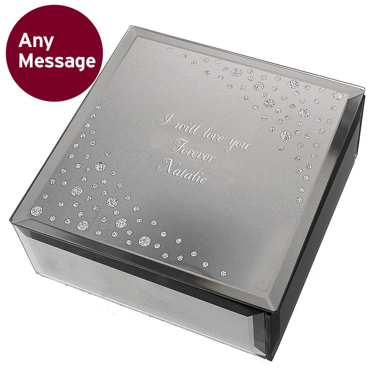 Buy Personalised Any Message Diamante Glass Trinket Box at www.giftsfinder.co.uk