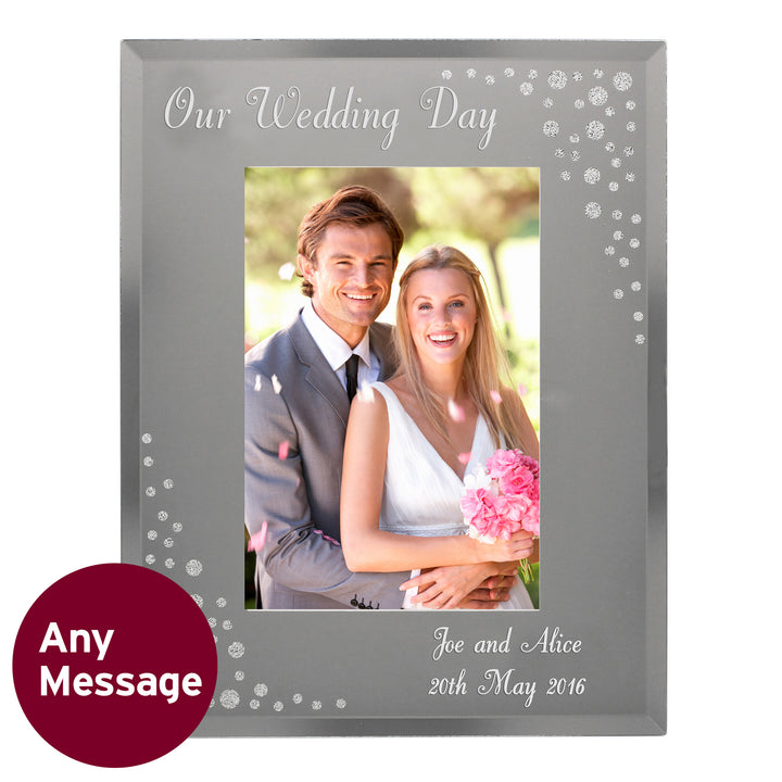 Buy Personalised Any Message 4x6 Diamante Glass Photo Frame at www.giftsfinder.co.uk