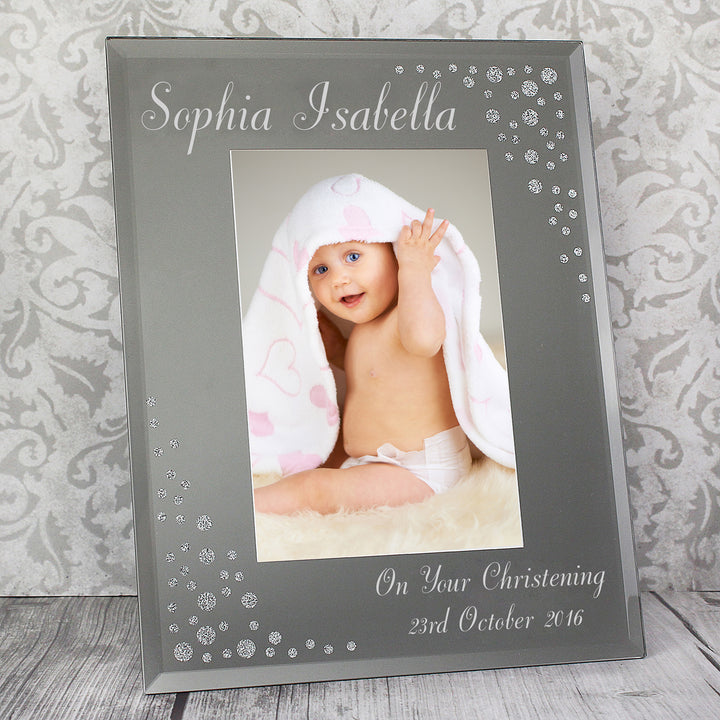 Buy Personalised Any Message 4x6 Diamante Glass Photo Frame at www.giftsfinder.co.uk