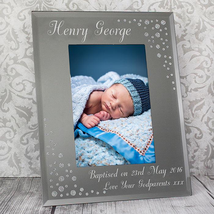 Buy Personalised Any Message 4x6 Diamante Glass Photo Frame at www.giftsfinder.co.uk