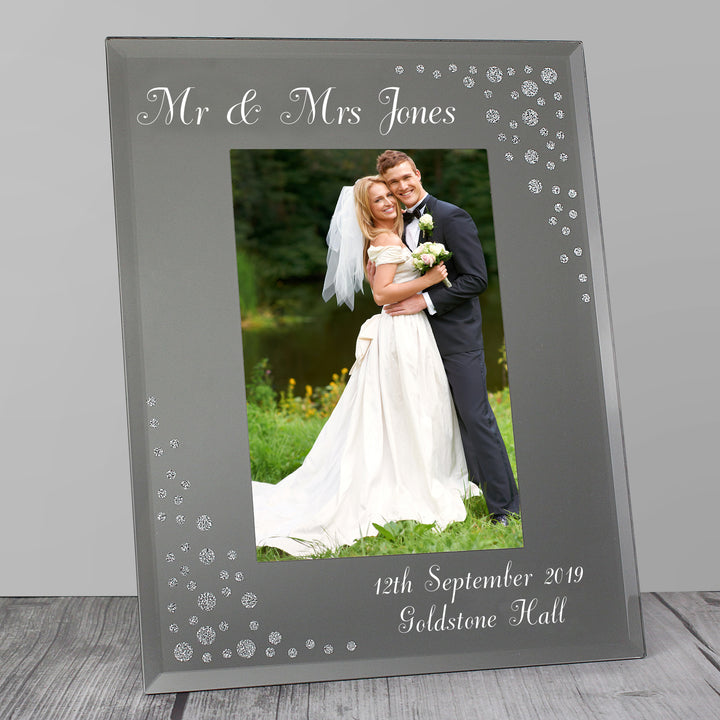 Buy Personalised Any Message 4x6 Diamante Glass Photo Frame at www.giftsfinder.co.uk