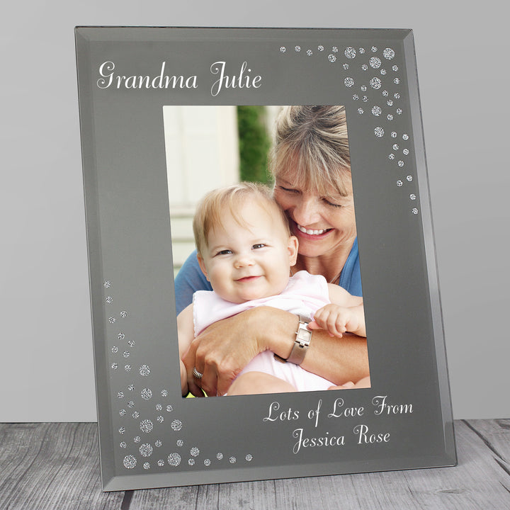 Buy Personalised Any Message 4x6 Diamante Glass Photo Frame at www.giftsfinder.co.uk