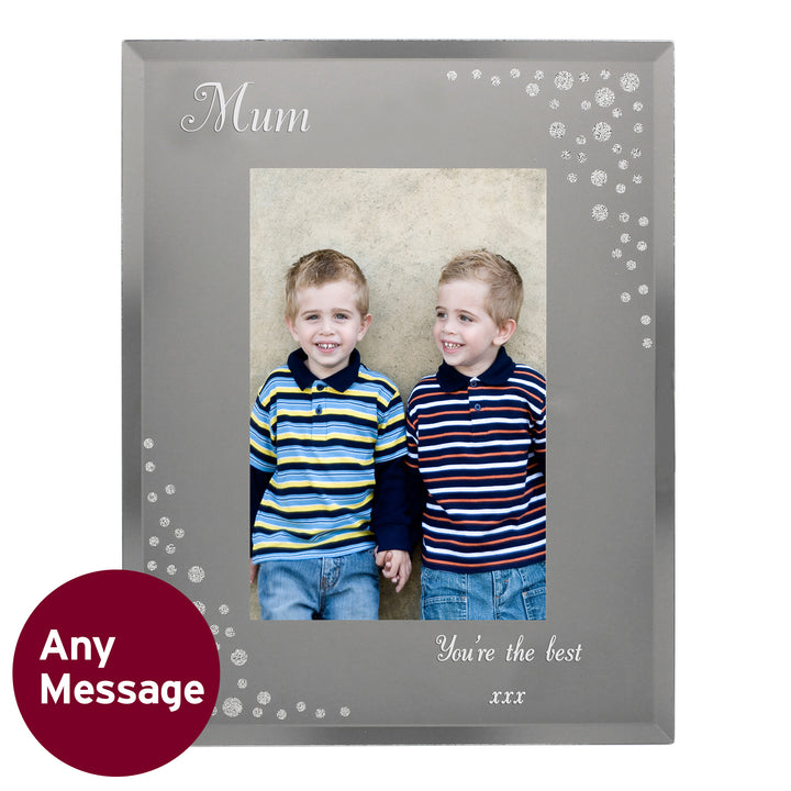 Buy Personalised Any Message 4x6 Diamante Glass Photo Frame at www.giftsfinder.co.uk