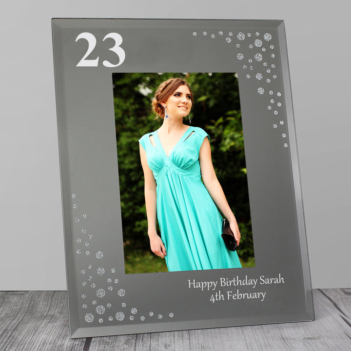 Buy Personalised Big Age 4x6 Diamante Glass Photo Frame at www.giftsfinder.co.uk