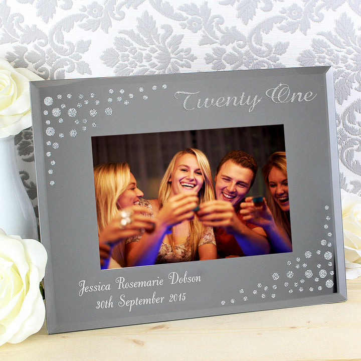 Buy Personalised Twenty One Diamante 6x4 Glass Photo Frame at www.giftsfinder.co.uk