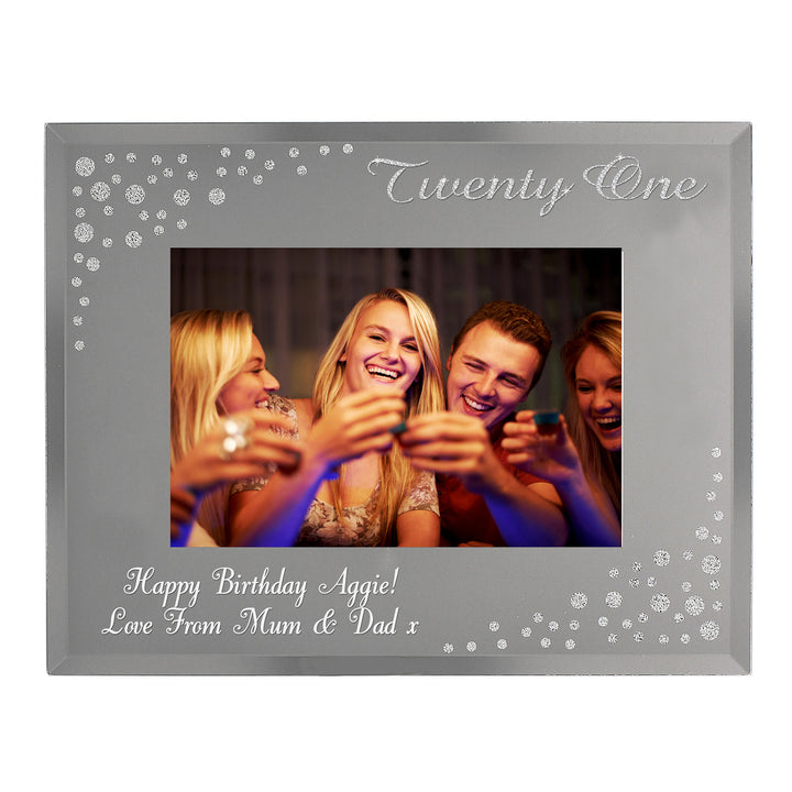 Buy Personalised Twenty One Diamante 6x4 Glass Photo Frame at www.giftsfinder.co.uk