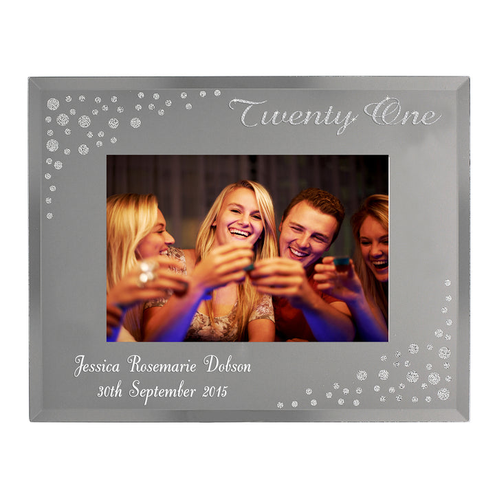 Buy Personalised Twenty One Diamante 6x4 Glass Photo Frame at www.giftsfinder.co.uk