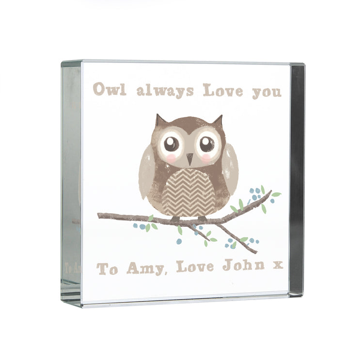 Buy Personalised Woodland Owl Large Crystal Token at www.giftsfinder.co.uk