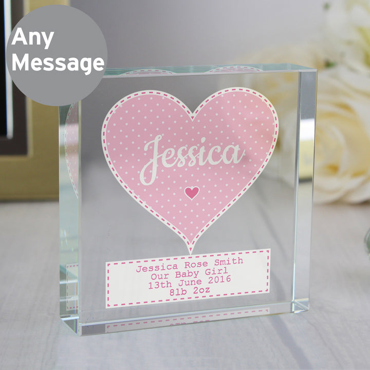 Buy Personalised Stitch & Dot Baby Girl Large Crystal Token at www.giftsfinder.co.uk