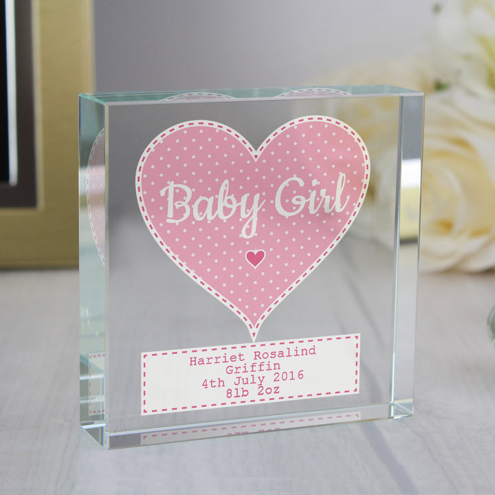 Buy Personalised Stitch & Dot Baby Girl Large Crystal Token at www.giftsfinder.co.uk