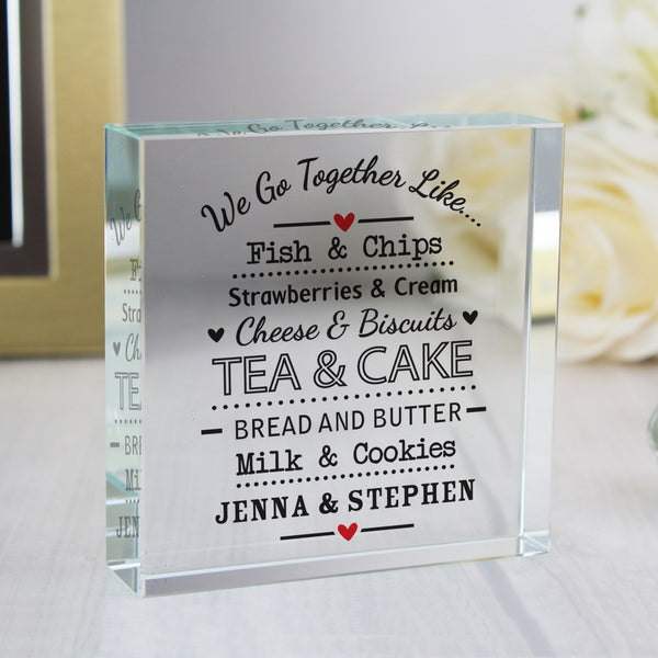 Buy Personalised We Go Together Like... Large Crystal Token at www.giftsfinder.co.uk