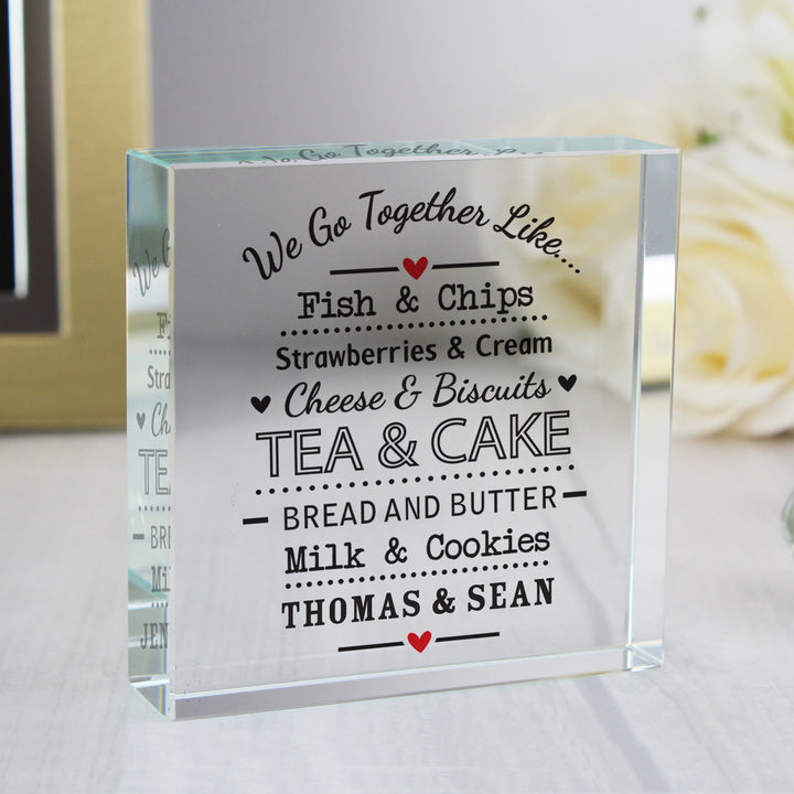 Buy Personalised We Go Together Like... Large Crystal Token at www.giftsfinder.co.uk