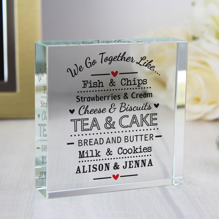 Buy Personalised We Go Together Like... Large Crystal Token at www.giftsfinder.co.uk