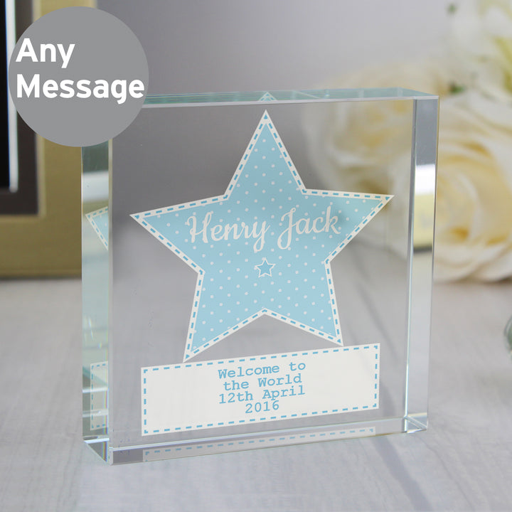 Buy Personalised Stitch & Dot Baby Boy Large Crystal Token at www.giftsfinder.co.uk