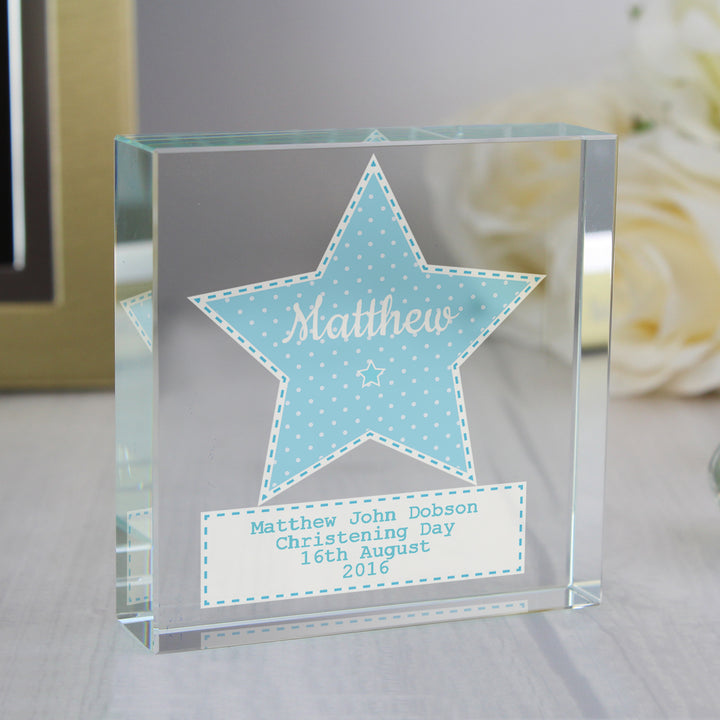 Buy Personalised Stitch & Dot Baby Boy Large Crystal Token at www.giftsfinder.co.uk