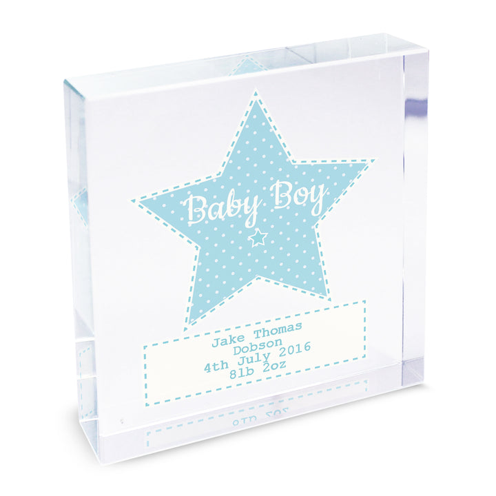 Buy Personalised Stitch & Dot Baby Boy Large Crystal Token at www.giftsfinder.co.uk