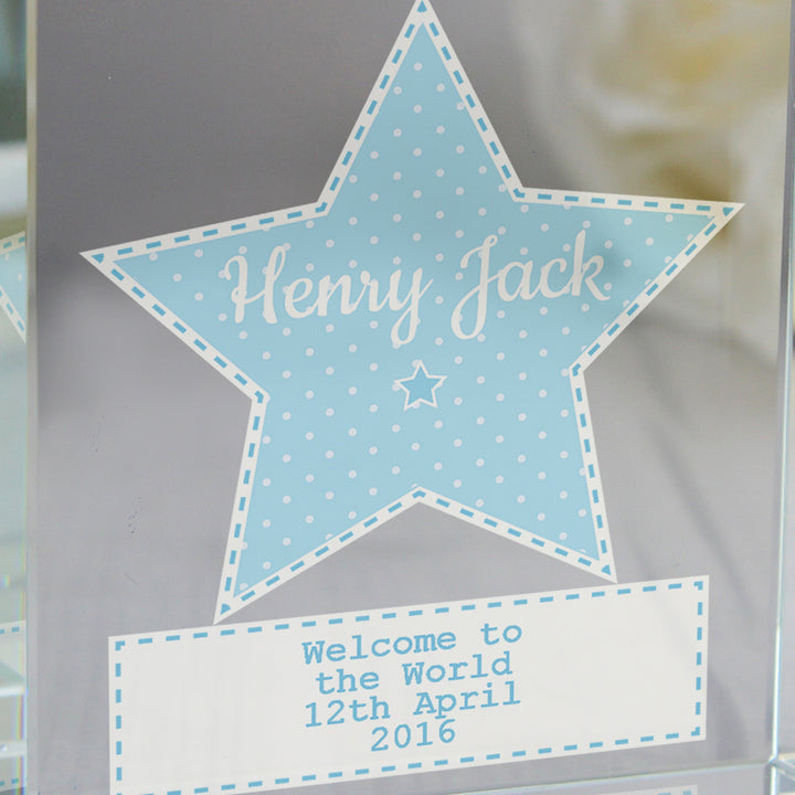 Buy Personalised Stitch & Dot Baby Boy Large Crystal Token at www.giftsfinder.co.uk