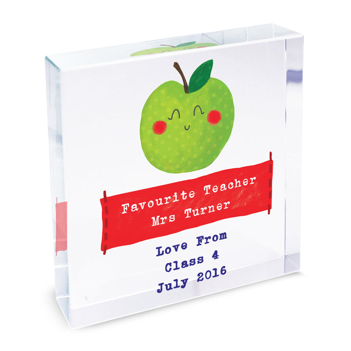 Buy Personalised Apple for the Teacher Large Crystal Token at www.giftsfinder.co.uk