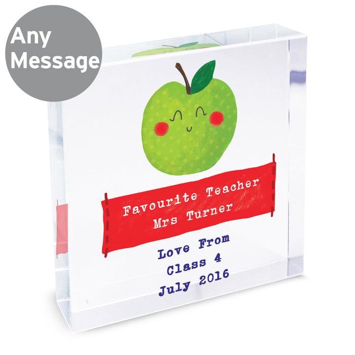 Buy Personalised Apple for the Teacher Large Crystal Token at www.giftsfinder.co.uk