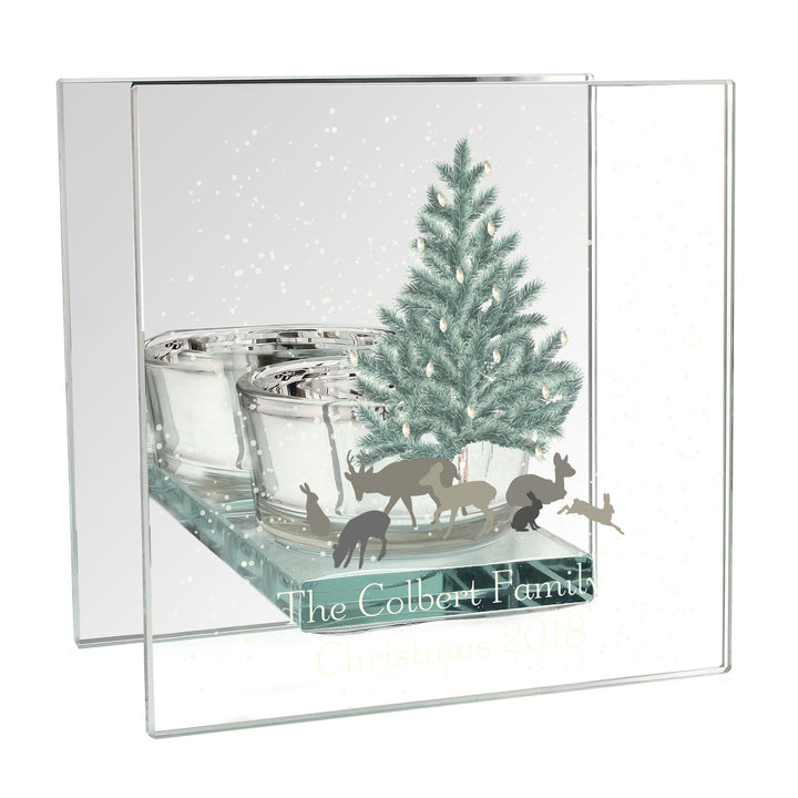 Buy Personalised A Winter's Night Mirrored Glass Tea Light Candle Holder at www.giftsfinder.co.uk