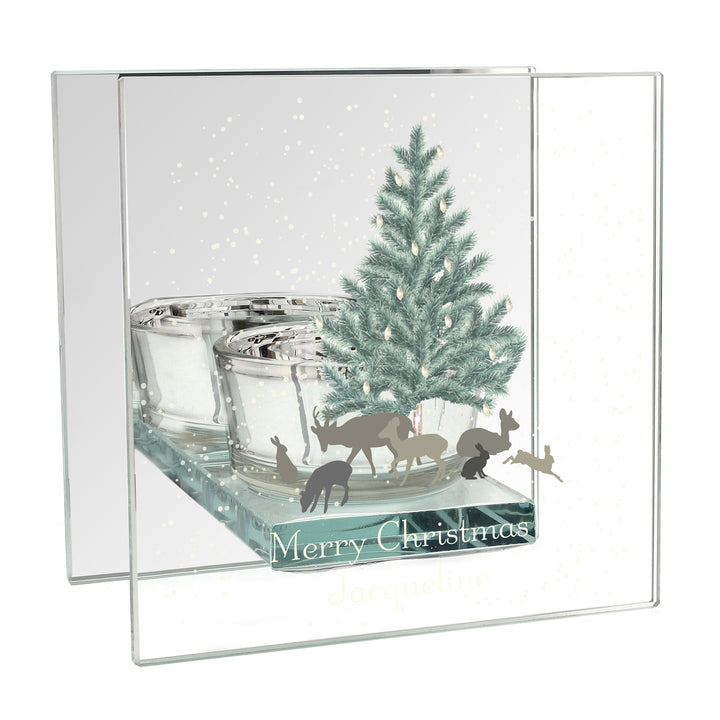 Buy Personalised A Winter's Night Mirrored Glass Tea Light Candle Holder at www.giftsfinder.co.uk